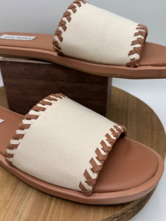 Steve Madden Kaya Cream Sandals Slides woman’s size 10 spring summer - Picture 2 of 11